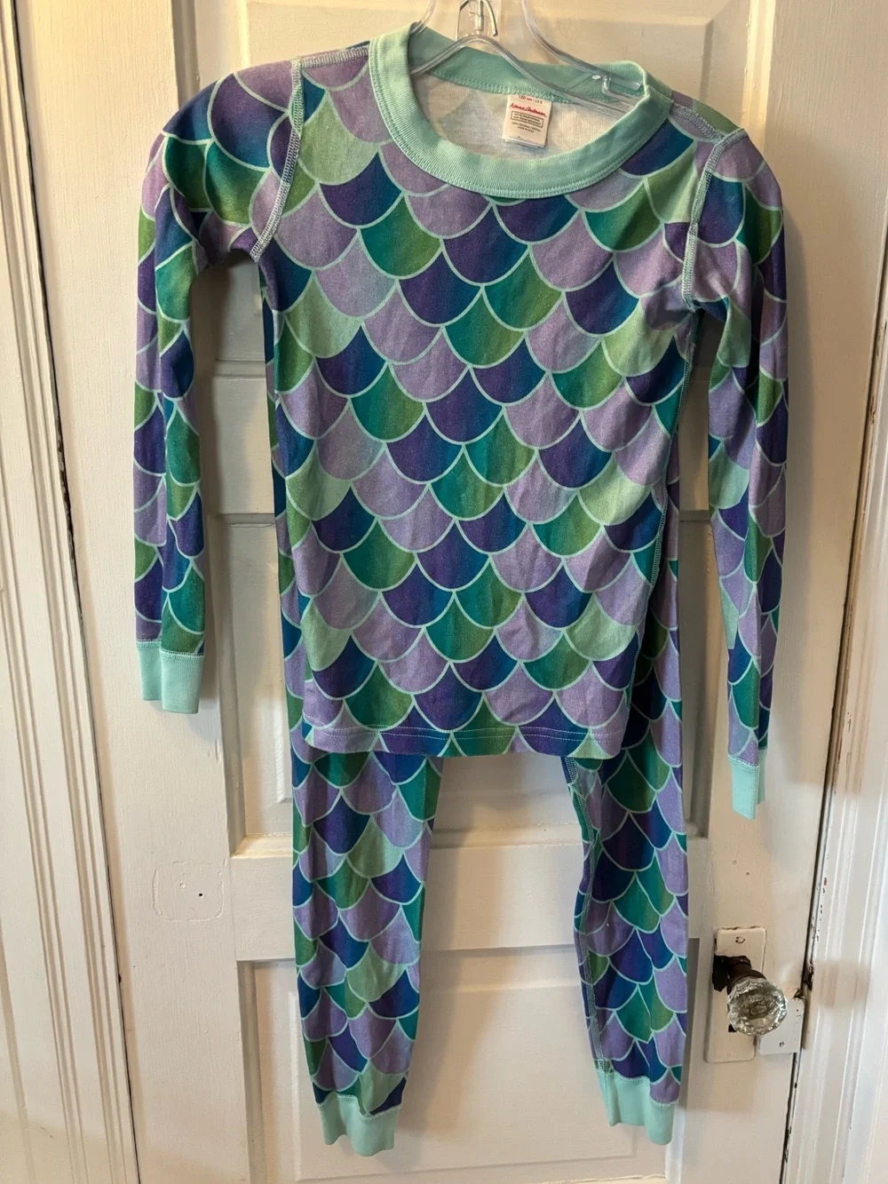 Hanna Andersson Mermaid Scale Pajama Set Purple, Teal Green 100% Organic Cotton